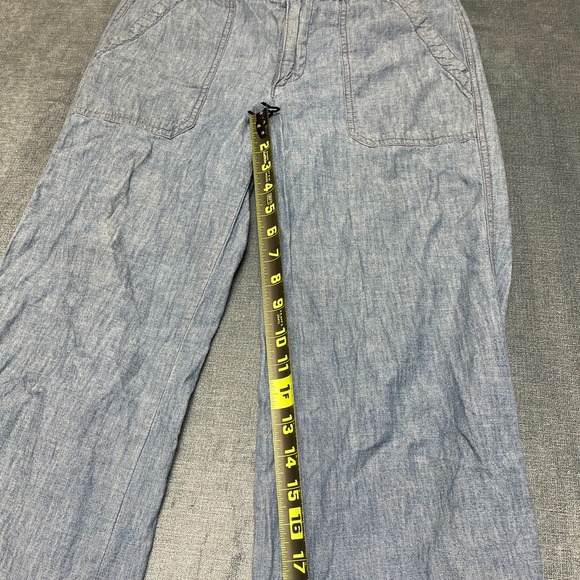 Gap Wide Leg Pants Women 4 Blue Cotton Chambray Mid Rise Relaxed Fit Resort Wear - Picture 8 of 16